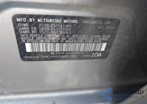 2018 Mitsubishi Mirage G4 Se z USA, uszkodzony, nr VIN ML32F4FJ5JHF05975
